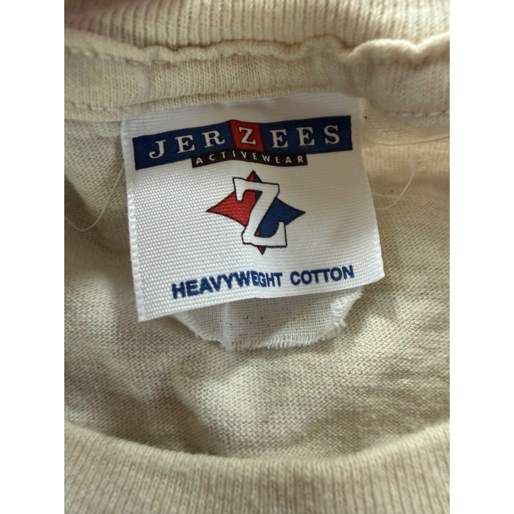 Vintage 1995 Jerzees Hat Boxes Graphic T-Shirt Cream XL Cottagecore 90s Impulse - Picture 3 of 7